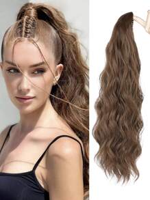 爪子馬尾延伸20英寸長的馬尾毛髮延伸,波浪爪夾馬尾裝置合成髮馬尾,毛茸茸的髮片片適用於女人（淺棕色） - Light Brown - 查看 1
