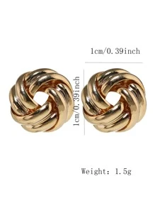 1pair Women's Simple Golden Circle Twisted Knot Earrings, Cute Style Suitable For Wedding, Party And Daily Use Casual Halloween