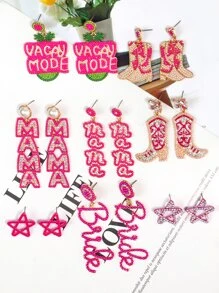 1對粗粉色珠寶合金耳環,帶鑽石細節,適合女性日常佩戴