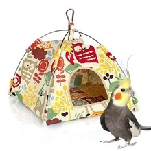 鸚鵡巢鳥巢懸掛巢屋床鸚鵡洞穴懸掛帳篷鸚鵡睡小屋吊床房屋 - 黃色 - 查看 5