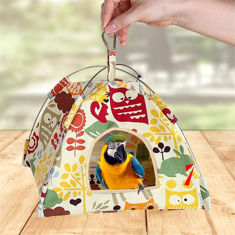 鸚鵡巢鳥巢懸掛巢屋床鸚鵡洞穴懸掛帳篷鸚鵡睡小屋吊床房屋 - 黃色 - 查看 1