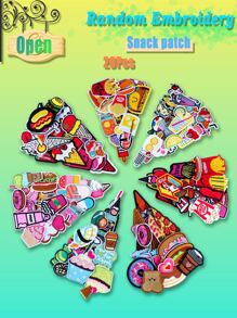 20 piezas de apliques con diseño de bocadillos aptos para ropa, bolsos, zapatos, etc. Se pueden planchar o coser - Multicolor - Ver 2