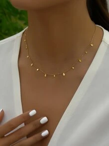 1pc Fashionable Minimalist Teardrop Stainless Steel Necklace, Suitable For Women's Daily Outfit And Gift