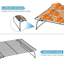 3 Piezas Rejilla Cuadrada De Acero Inoxidable Negro Plegable Y Antiadherente Para Enfriamiento En Horneado - Negro - Ver 4