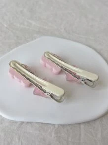 2入組可愛的頰紅豬和星形髮夾,適用於女性的甜美可愛髮夾