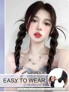 一對24英寸棕黑色頭髮扭曲辮子y2k風格,適合女性日常穿著、派對穿著,萬聖節頭髮裝飾。 - Black-brown - 查看 5