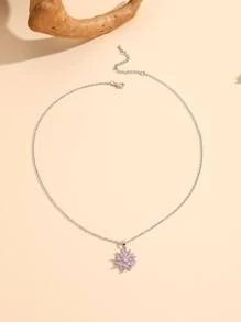 1pc Fashionable Necklace With Flower Design Pendant Valentines,Mom,Mother,Mother's Day,Gift