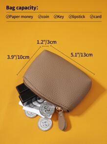 Cartera de mujer de moda en PU, ligera, con patrón, para efectivo, DNI, tarjeta de crédito, bolsillo portátil, bolsillo pequeño, cartera corta, minimalista, de moda, moderna, de negocios, para aniversario, Navidad, San Valentín, cumpleaños, regalo para niña, mujer, bolso, útiles escolares, mochila, monedero, cartera mini - Caqui - Ver 2