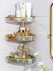 1 Pieza Estante De Almacenamiento Del Baño - Montaje En Pared Estante De Esquina Triangular - Organizador De Maquillaje Y Artículos De Tocador