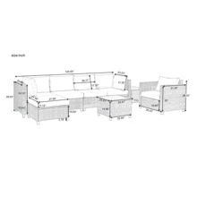 Nestfair 8-Piece Wicker Patio Conversation Set With Cushions And Coffee Table