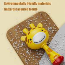 1PC Đồ chơi lục lạc hình hươu cao cổ đáng yêu có cốc hút: Gạc silicon mềm, âm thanh rung lắc – Hoàn hảo để xoa dịu trẻ sơ sinh - Màu vàng - Xem 6