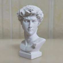 1入組迷你版David上半身雕像，著名希臘人物人像雕塑，樹脂製人頭裝飾模型：為您的家居裝飾增添藝術氣息！ - 白色 - 查看 3