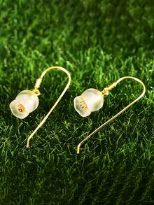 1雙鈴蘭花花懸垂耳環適合女士S925純銀耳墜母親節情人節優雅和魅力四射精細女士們首飾類禮品 - 鈴蘭花 - 查看 7