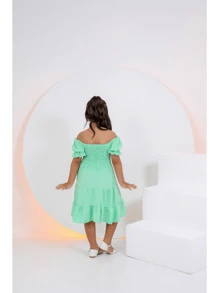 Young Girls Dresses - Green - View 2