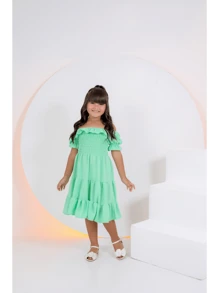 Young Girls Dresses - Green - View 4