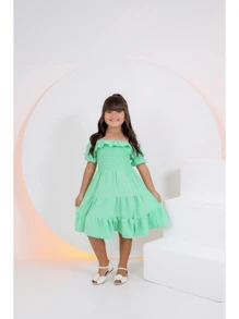 Young Girls Dresses - Green - View 1