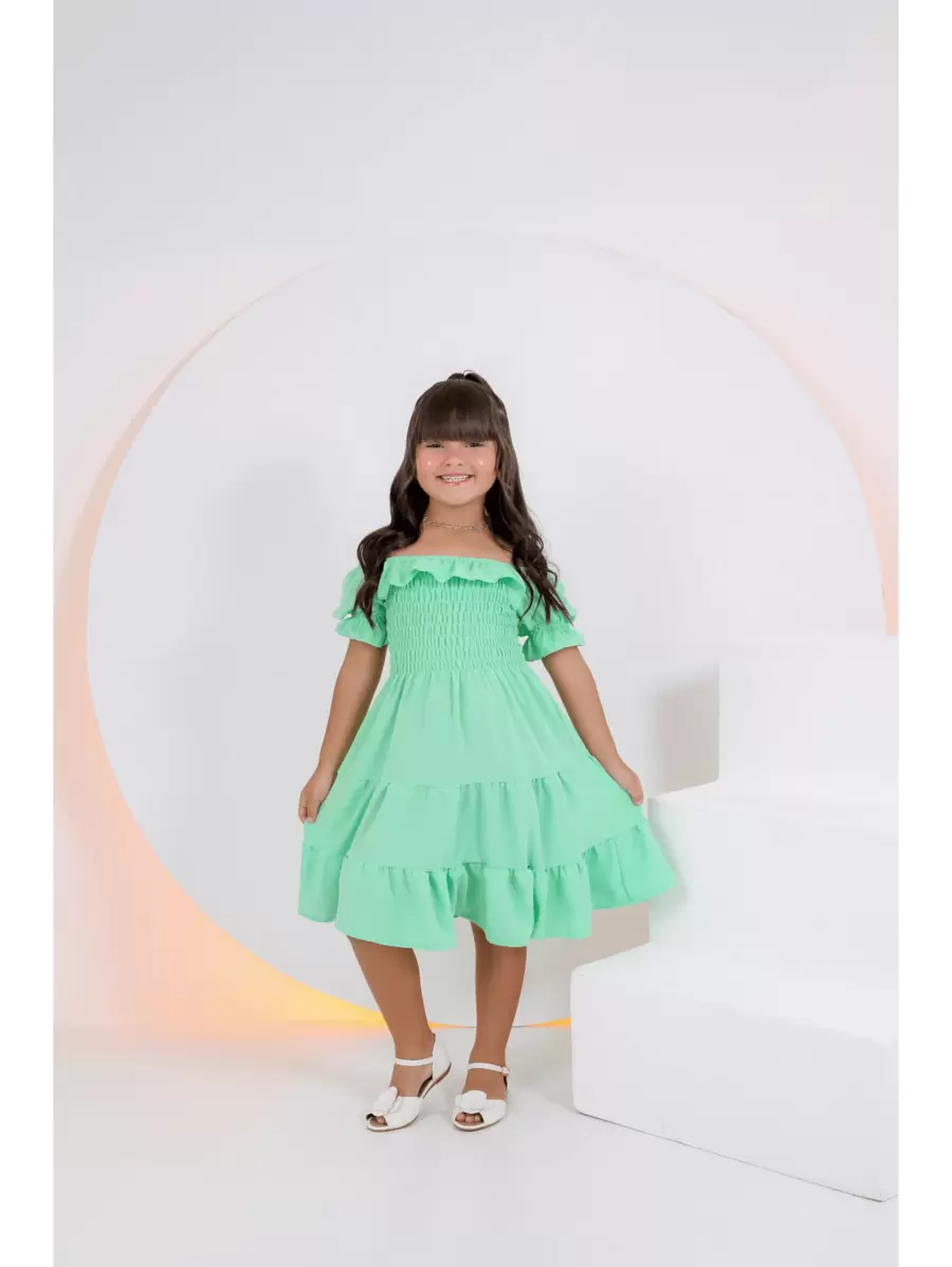 Young Girls Dresses - Green - View 1