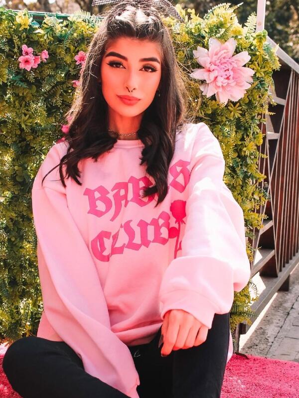 MOLETOM GOLA CARECA BABES CLUB ROSA