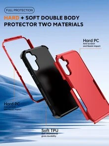 紅色3合1防摔手機殼 - 紅色 - 查看 5