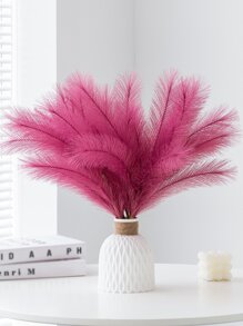 2pcs  Faux Pampas Grass, Artificial Dried Pampas Grass Branches, Fake Reed Grass Small For Boho Home Decor Wedding 48cm - Hot Pink - View 1