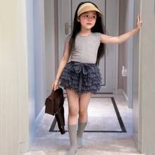 1入組嬰兒女孩可愛&多用途蝴蝶結紗網紗短褲,黑暗的灰色的,夏天