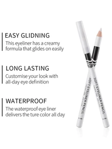 قلم كحل أبيض مع طرف قلم جل هايلايتر، غير قابل للتلطخ، سهل الاستخدام، مقاوم للماء، يدوم طويلاً، مناسب للمكياج الأساسي، مستحضرات التجميل، إنشاء كحل طبيعي المظهر Y2K Eye Shadow - أبيض - مشاهدة 4