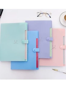 Carpeta De Documentos De Varios Compartimentos Para Estudiantes Con Patrones De Emojis Divertidos Para Documentos De Tamaño Carta, Con 5 Bolsillos - verde menta - Ver 3