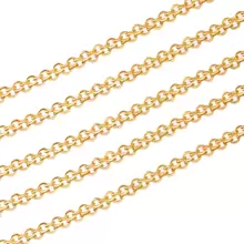 2M 不锈钢 18K 镀金扁平十字链项链 项链 DIY 饰品配件 项链手链