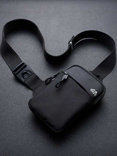 Multifunctional Mini Square Bag With Letter Decor Pocket, Shoulder Bag, Crossbody Bag, Casual Bag, Student Bag, Polyester Business Casual Minimalist Side Bag, Outdoor University Bag, Multifunctional Crossbody Bag, Winter Chest Bag Side Bag, Men's Travel Gift Black Bag, Travel Essential Holiday Essential Bag, Men's Waist Bag, Summer Back To School Sports Lifestyle Holiday Bag, Waist Bag, Belt Bag, Spring Study Supplies Running Accessories Storage Bag, Holiday