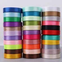 1pc 2cm Colorful Polyester Gift Wrapping Ribbon, Silk Ribbon, Satin Ribbon, Handmade Jacquard Ribbon, Wedding Decoration, Floristry Ribbon, Cake Decorating Ribbon - Burgundy - View 3