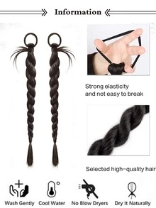 一對24英寸棕黑色頭髮扭曲辮子y2k風格,適合女性日常穿著、派對穿著,萬聖節頭髮裝飾。 - Black-brown - 查看 4