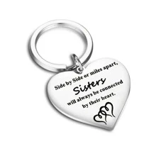 1pc Stainless Steel Keychain For Women With Engraved Slogan For Sisters - Silver - View 1
