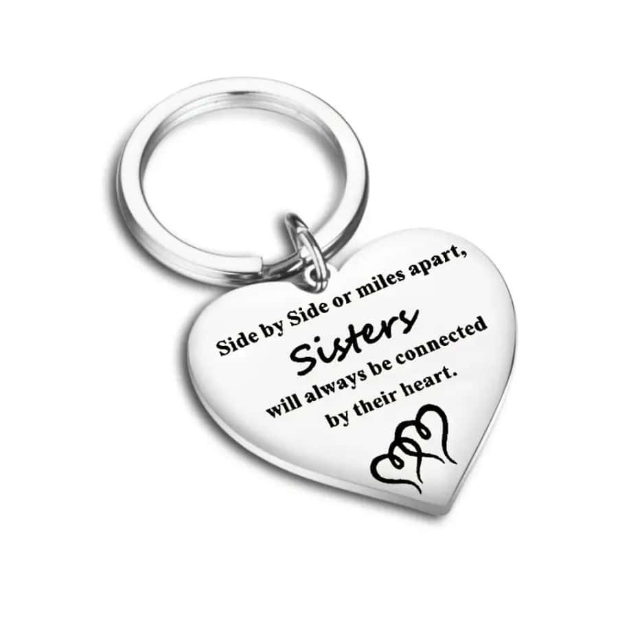 1pc Stainless Steel Keychain For Women With Engraved Slogan For Sisters - Silver - View 1