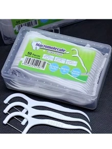 1 Box Of 50pcs Super Fine & Smooth Dental Floss Picks, Independent. Packaged In Box With Dental Floss & Toothpicks - White - View 4