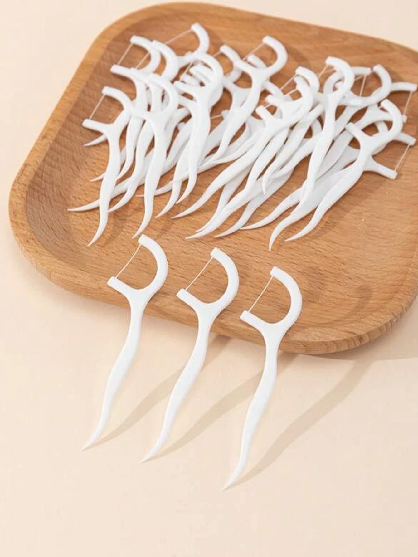 1 Box Of 50pcs Super Fine & Smooth Dental Floss Picks, Independent. Packaged In Box With Dental Floss & Toothpicks - White - View 1