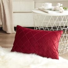 1/2 件勃艮第天鹅绒钻石图案枕套（不含枕芯），波西米亚风格方形靠垫套，假日家居装饰枕头，柔软舒适的亚麻面料，现代沙发、卧室、宿舍装饰