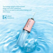 1pc Rechargeable Electric Oral Irrigator, Dental Water Flosser, Teeth Cleaning Device, Portable With 4 Jet Tips, 220ml, 3 Modes - White
