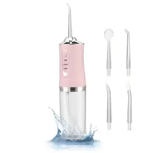1pc Rechargeable Electric Oral Irrigator, Dental Water Flosser, Teeth Cleaning Device, Portable With 4 Jet Tips, 220ml, 3 Modes - White