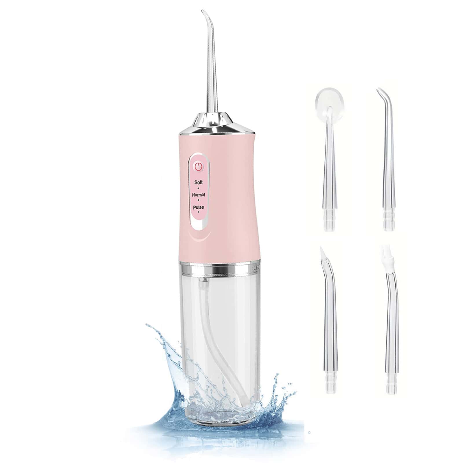 1pc Rechargeable Electric Oral Irrigator, Dental Water Flosser, Teeth Cleaning Device, Portable With 4 Jet Tips, 220ml, 3 Modes - White