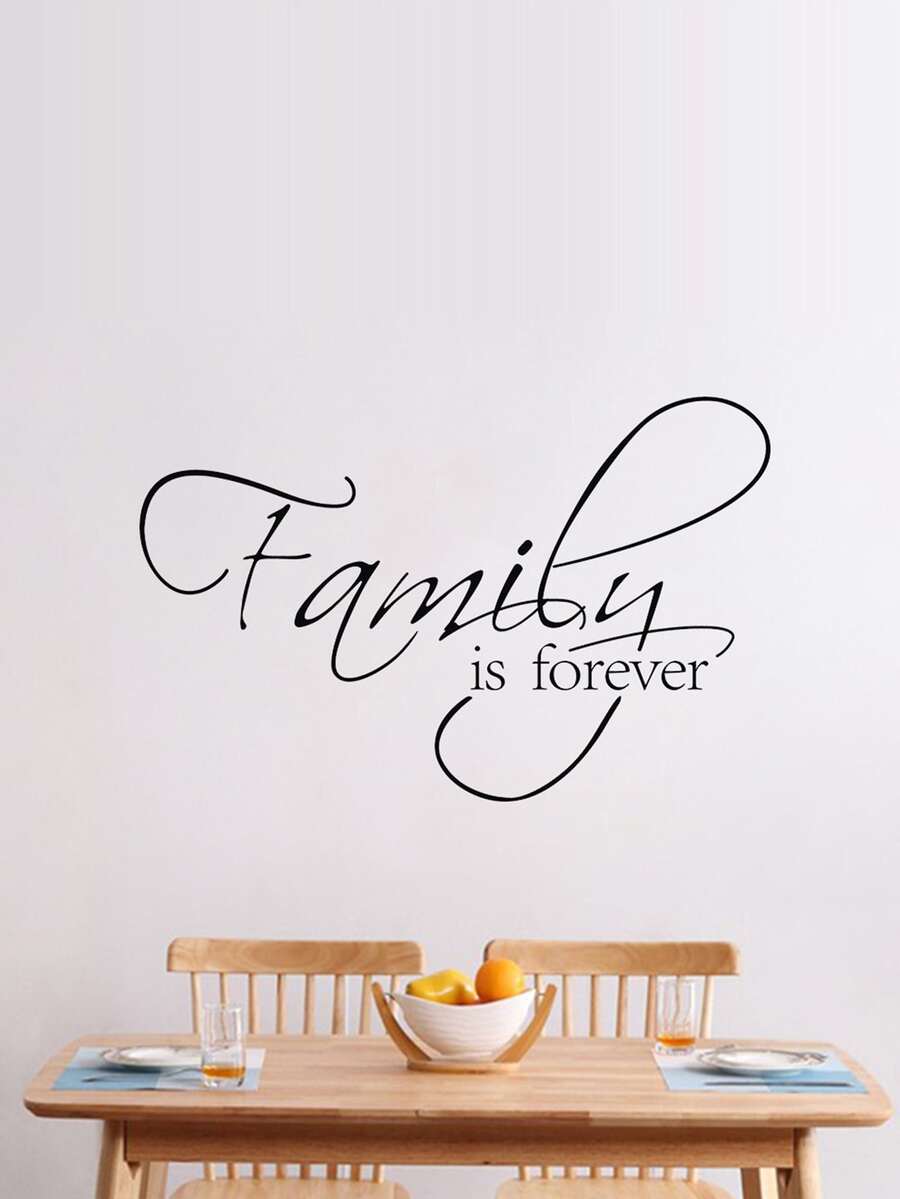 黑色啟發性英文語錄 '家是永遠的' 家用牆貼,客廳和臥室裝飾,自粘牆貼 - 黑色 - 查看 1