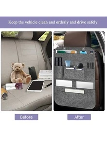 1 Pieza Bolsa De Almacenamiento Para Auto De Fieltro, Organizador Colgante Para Respaldo De Asiento, Bolsa De Almacenamiento De Accesorios Para Automóvil Con Diseño Anticolisión Para El Asiento Trasero