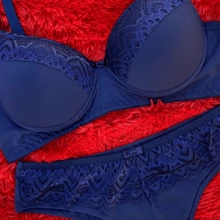 Plus Size Bra & Panty Sets - 藏蓝色 - 查看 2