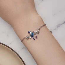 Bamoer 925純銀翠鳥手鍊原創設計女式銀飾品派對首飾bsb127