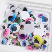 120pcs/set Mixed Color Self-adhesive Eyelash & Eye Shaped Diy Decorative Accessories