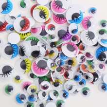 120pcs/set Mixed Color Self-adhesive Eyelash & Eye Shaped Diy Decorative Accessories