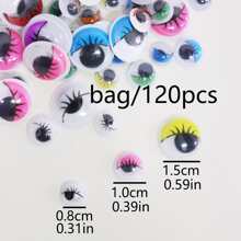 120pcs/set Mixed Color Self-adhesive Eyelash & Eye Shaped Diy Decorative Accessories