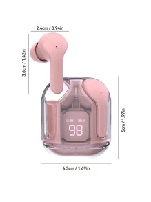 1入組全入耳式無線耳機,帶音量顯示、語音控制、麥克風、矽膠保護套和掛繩 - 藕粉色 - 查看 11