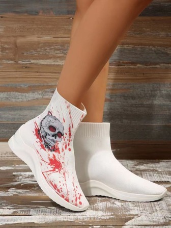 Women's Knit Formal Flat Boots, Slip-on Ballet Flats With Soft Bottom