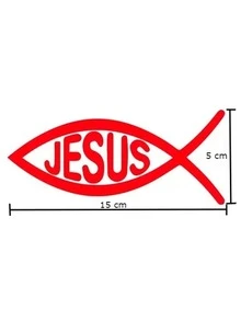 Calcomania Sticker Auto Moto Jesus Pez Universal Vmingo Mexico - Amarillo - Ver 2