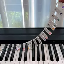1pc 88-Key Silicone Piano Keyboard Note Stickers - Perfect Guide For Beginner Piano Learners! - White - View 1